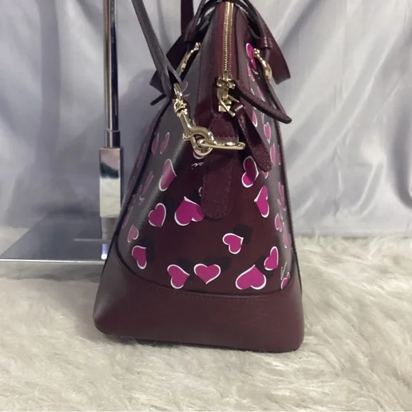 GUCCI Purple Calfskin Heartbeat Print Nice Dome ULTRA RARE Satchel Shoulder Bag - Picture 4 of 15